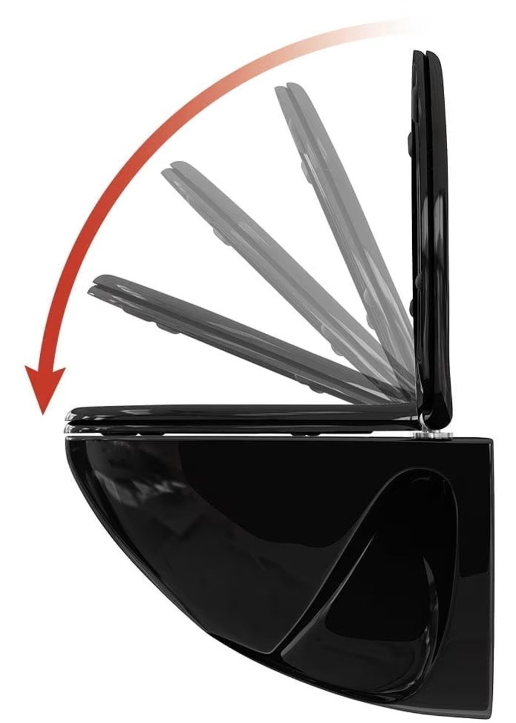 Toiletbril met soft close deksel, Quick release, zwart, grijs of wit