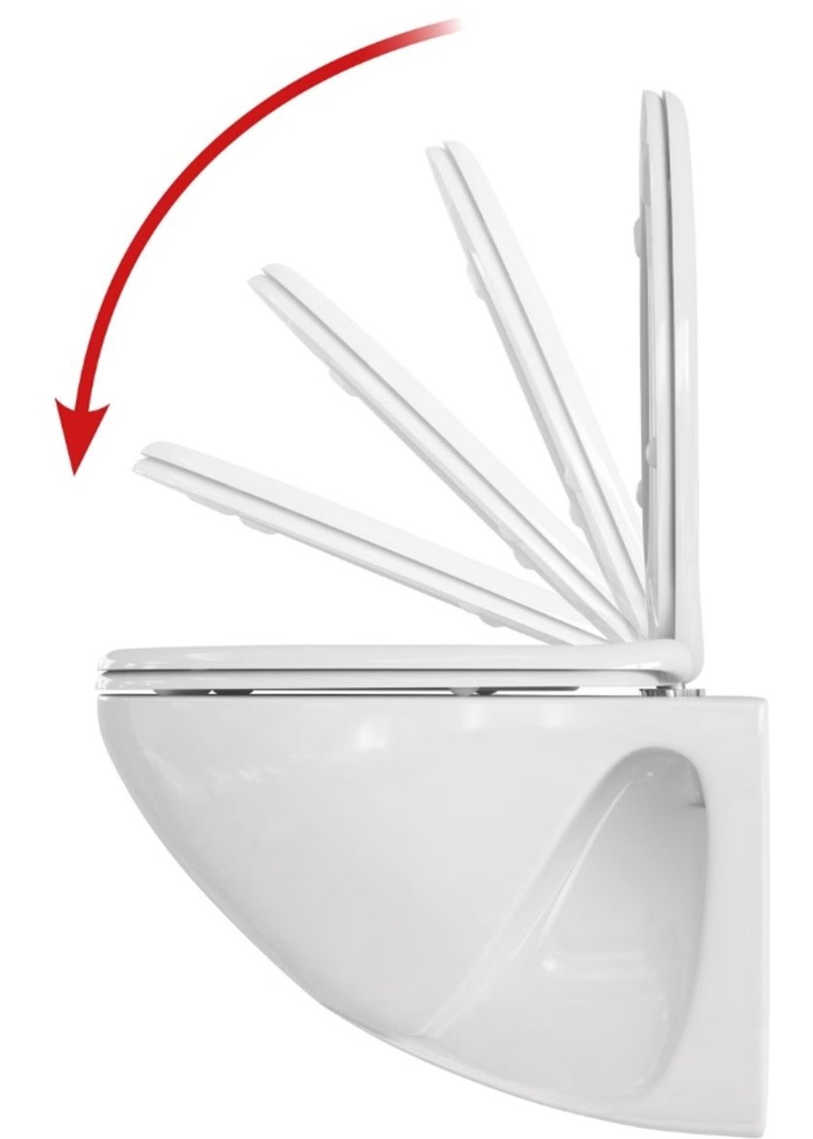 Toiletbril met soft close deksel, Quick release, zwart, grijs of wit