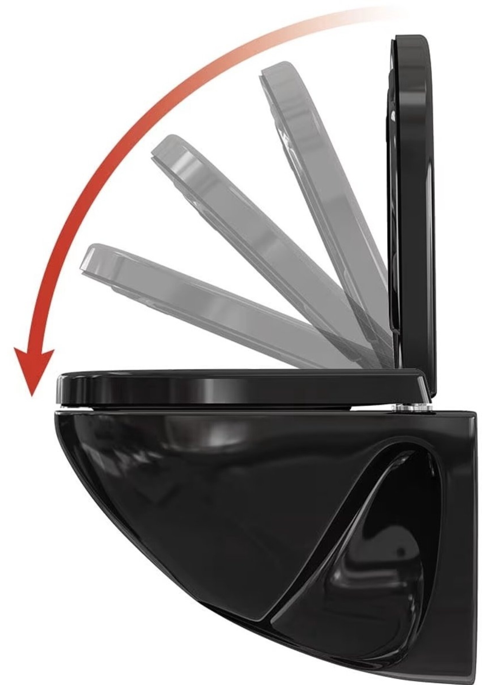 Toiletbril met soft close deksel, antibacterieel, krasbestendig, Zwart, Grijs of Wit