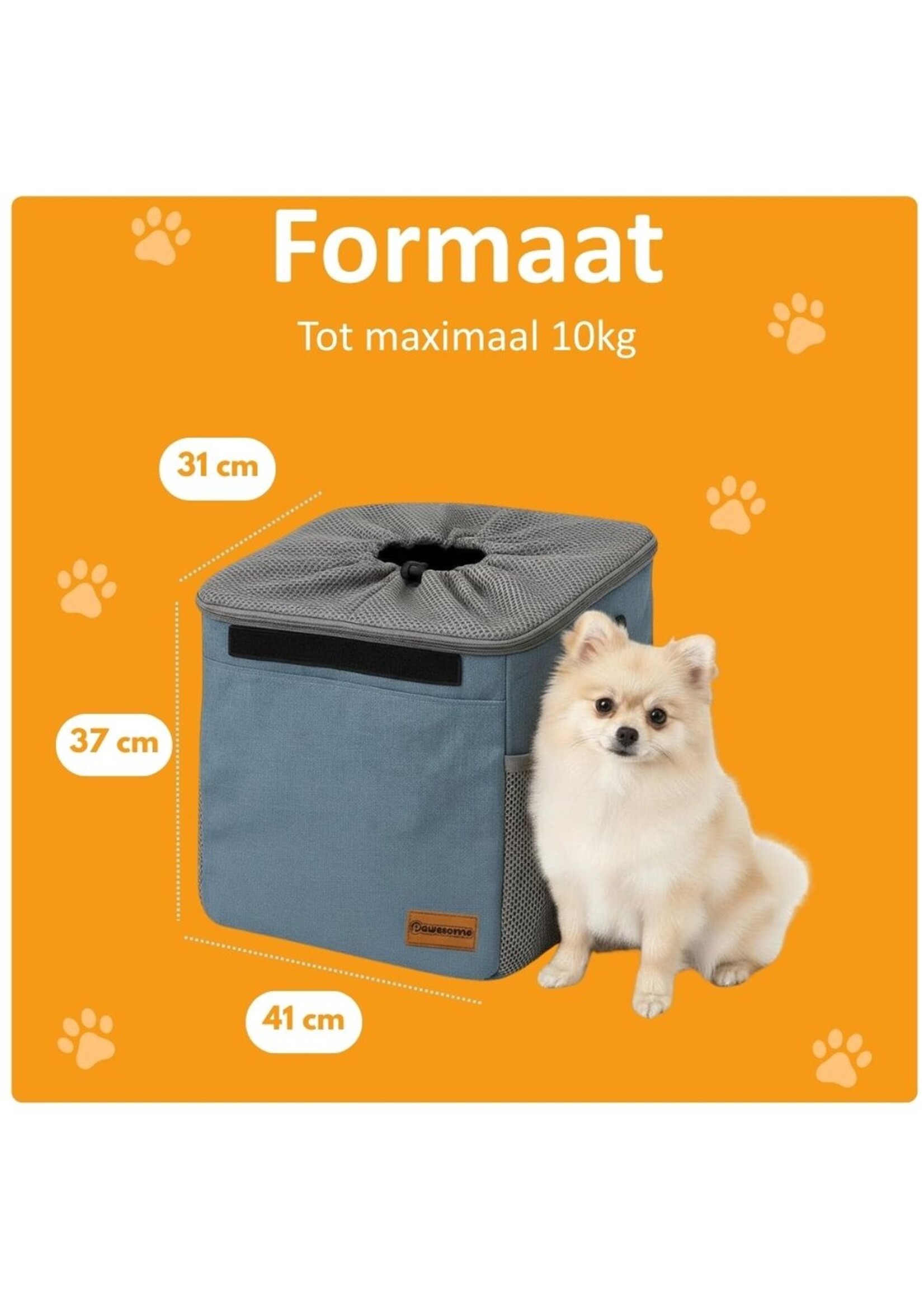 Fietsmand hond voorop - 3-in-1. Fietsmand, Schoudertas & Rugtas.