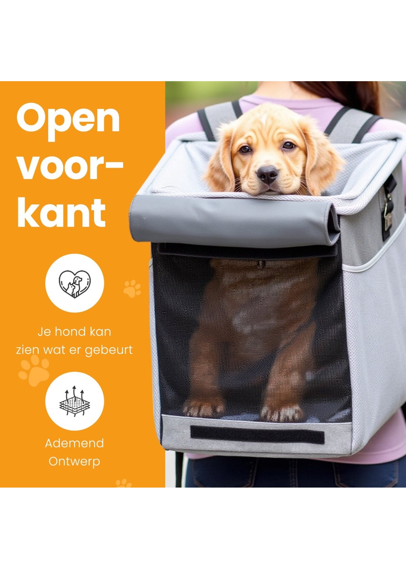 Fietsmand hond voorop - 3-in-1. Fietsmand, Schoudertas & Rugtas.