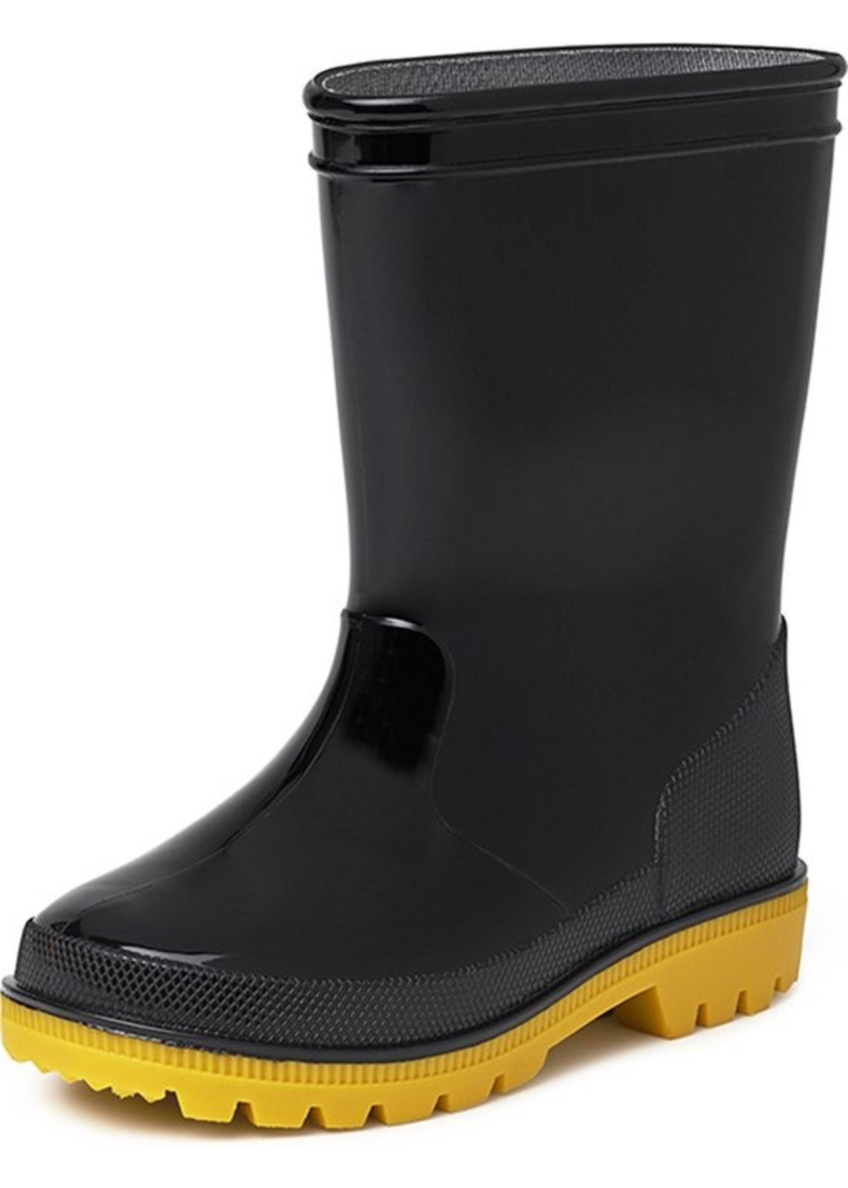 Rubberen kinderlaars met profielzool. Zwart.