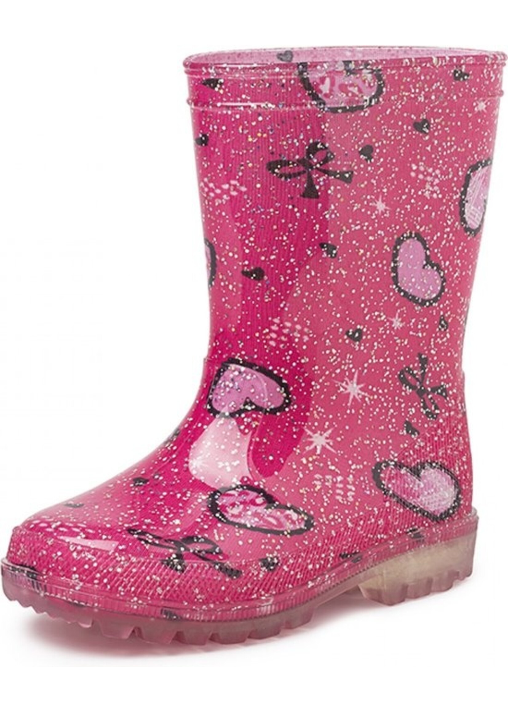 Gevavi rubberen kinderlaars met profielzool. Roze Glitter