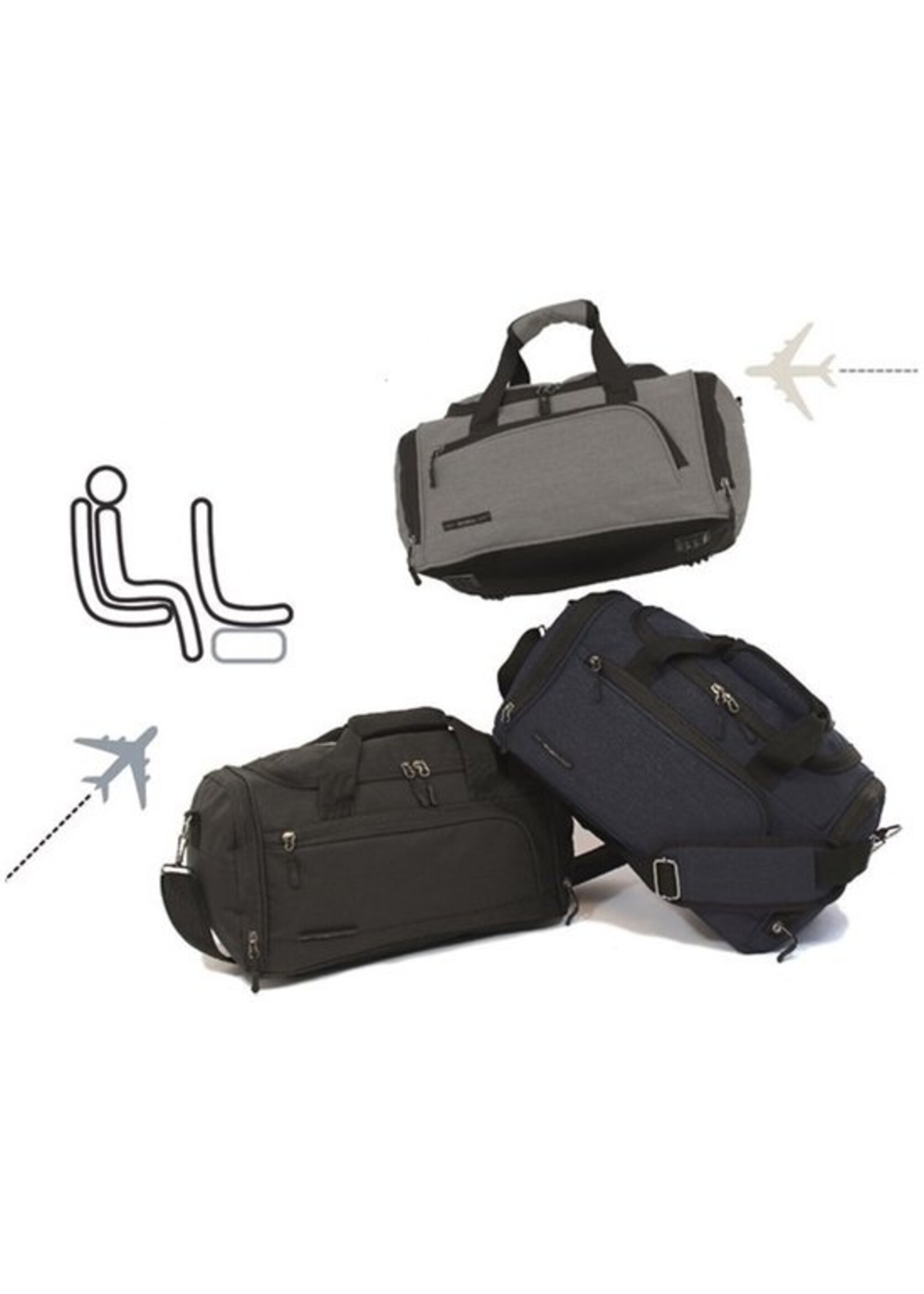 Handbagage. Under Seat tas. 40x20x25 cm. 4 Vakken.