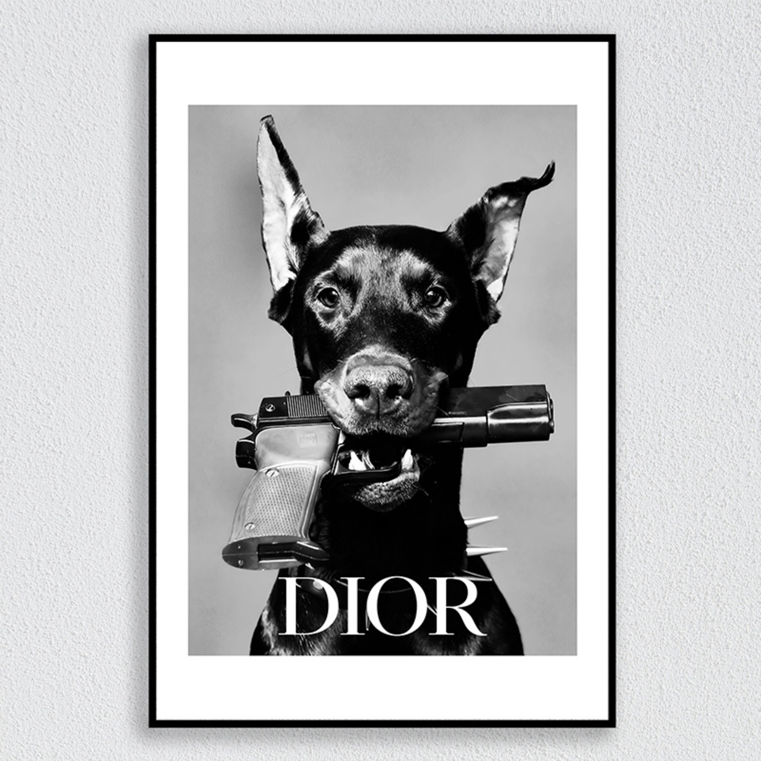 Super strakke art print D-Dog in zwarte 60 x 90 cm lijst helder