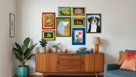 Kleurrijke kunst ingelijst