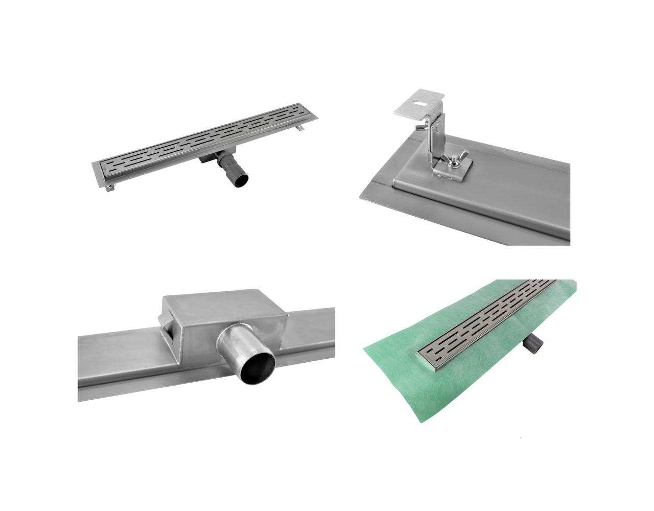 Douchegoot met haarfilter 80 cm met zijuitloop en flens Drainhandel