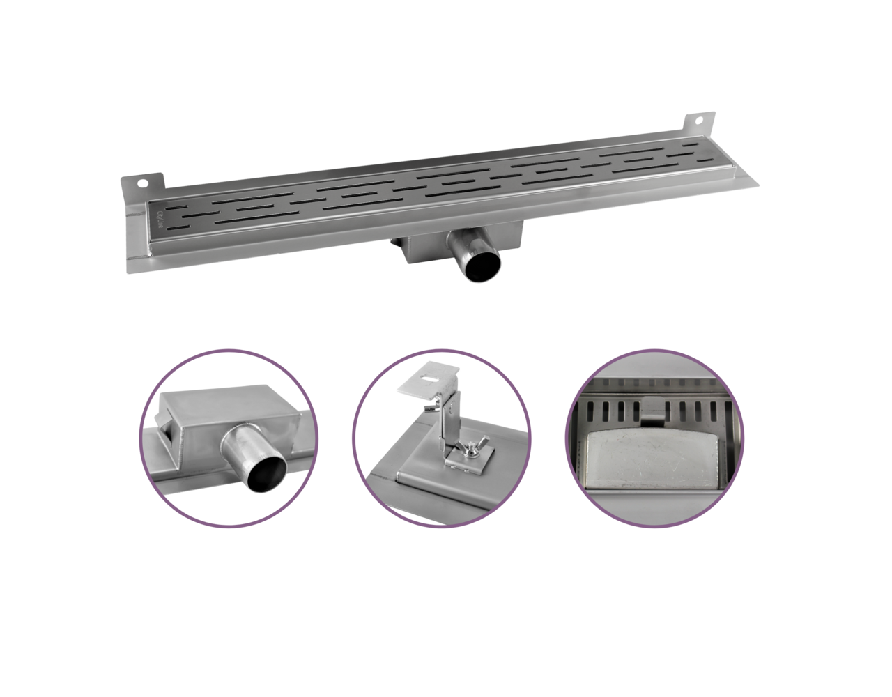 CityLine TopDesign RVS douchegoot 90 cm met zijuitloop en muurflens