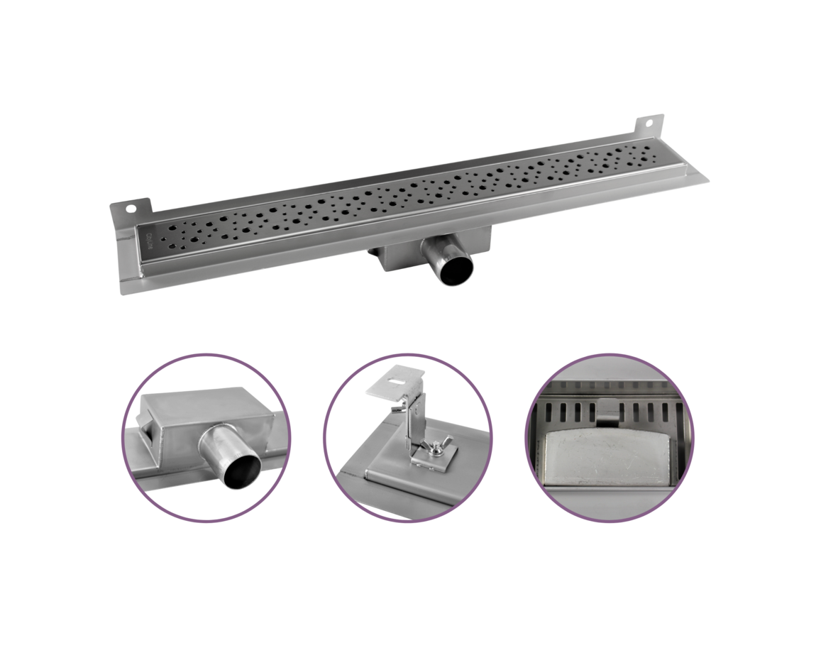 CityLine TopDesign RVS douchegoot 90 cm met zijuitloop en muurflens