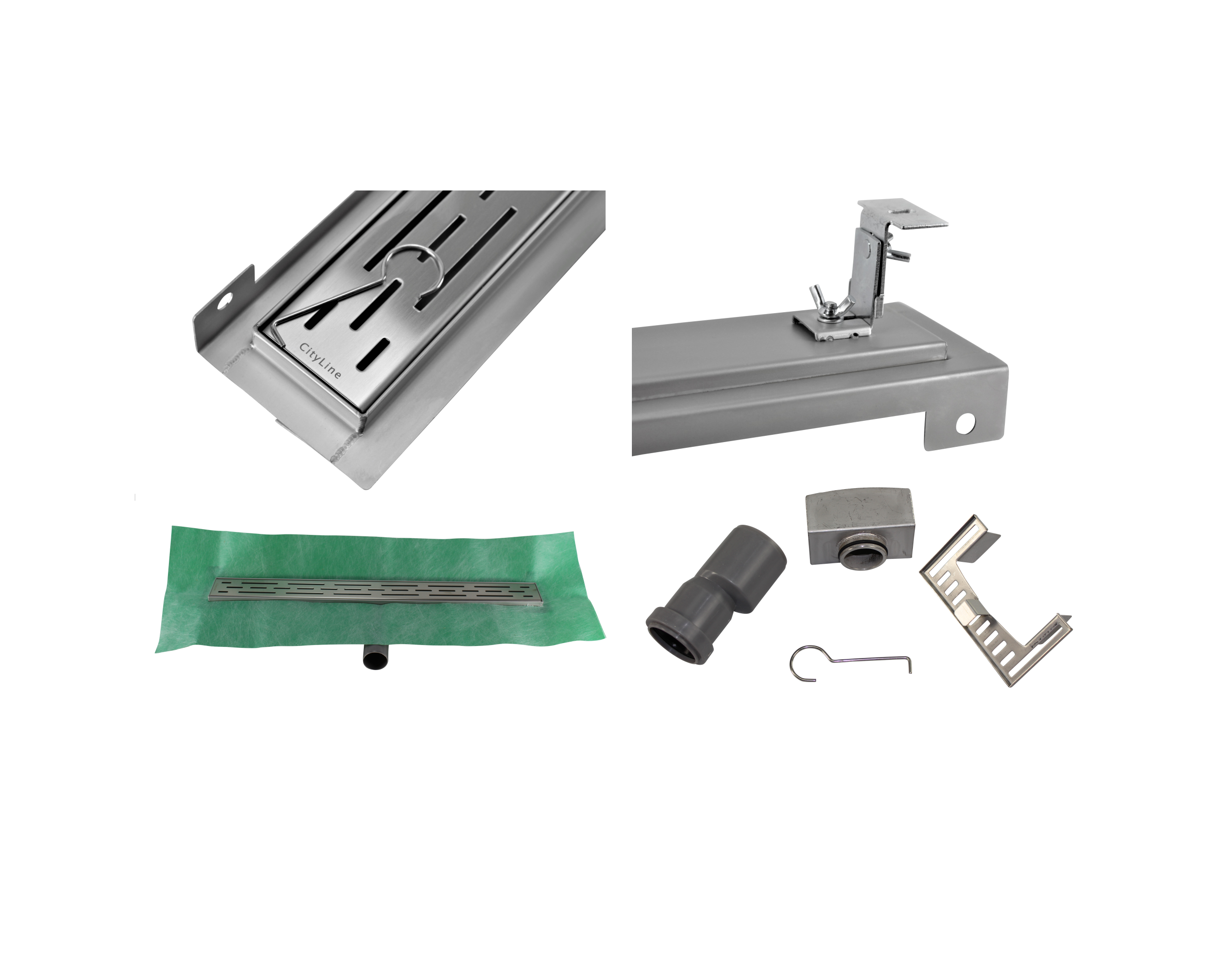 CityLine TopDesign RVS douchegoot 70 cm met zijuitloop en muurflens