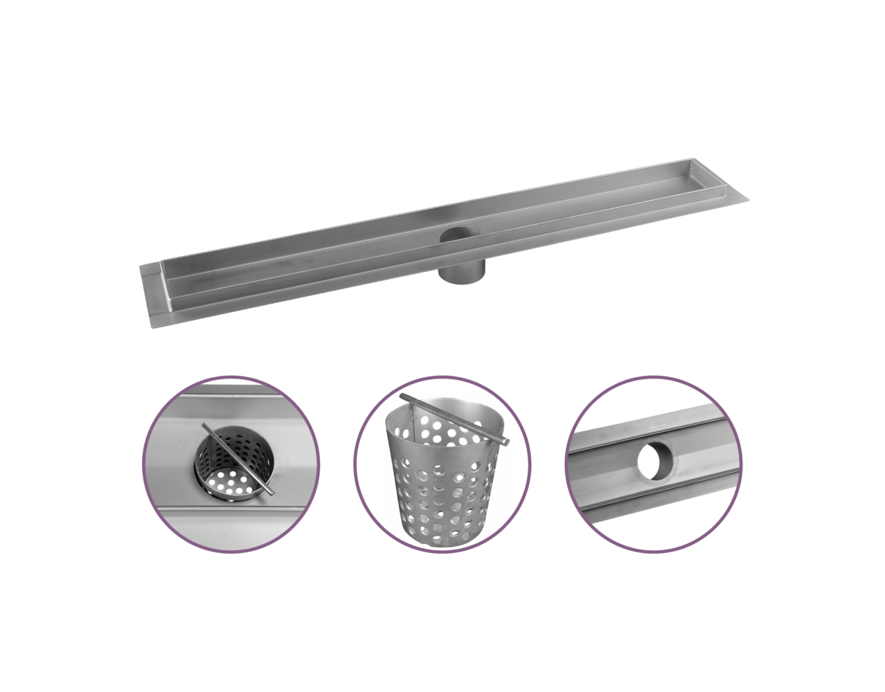 Douchegoot met onderuitloop 90 cm RVS & luxe uitstraling Drainhandel