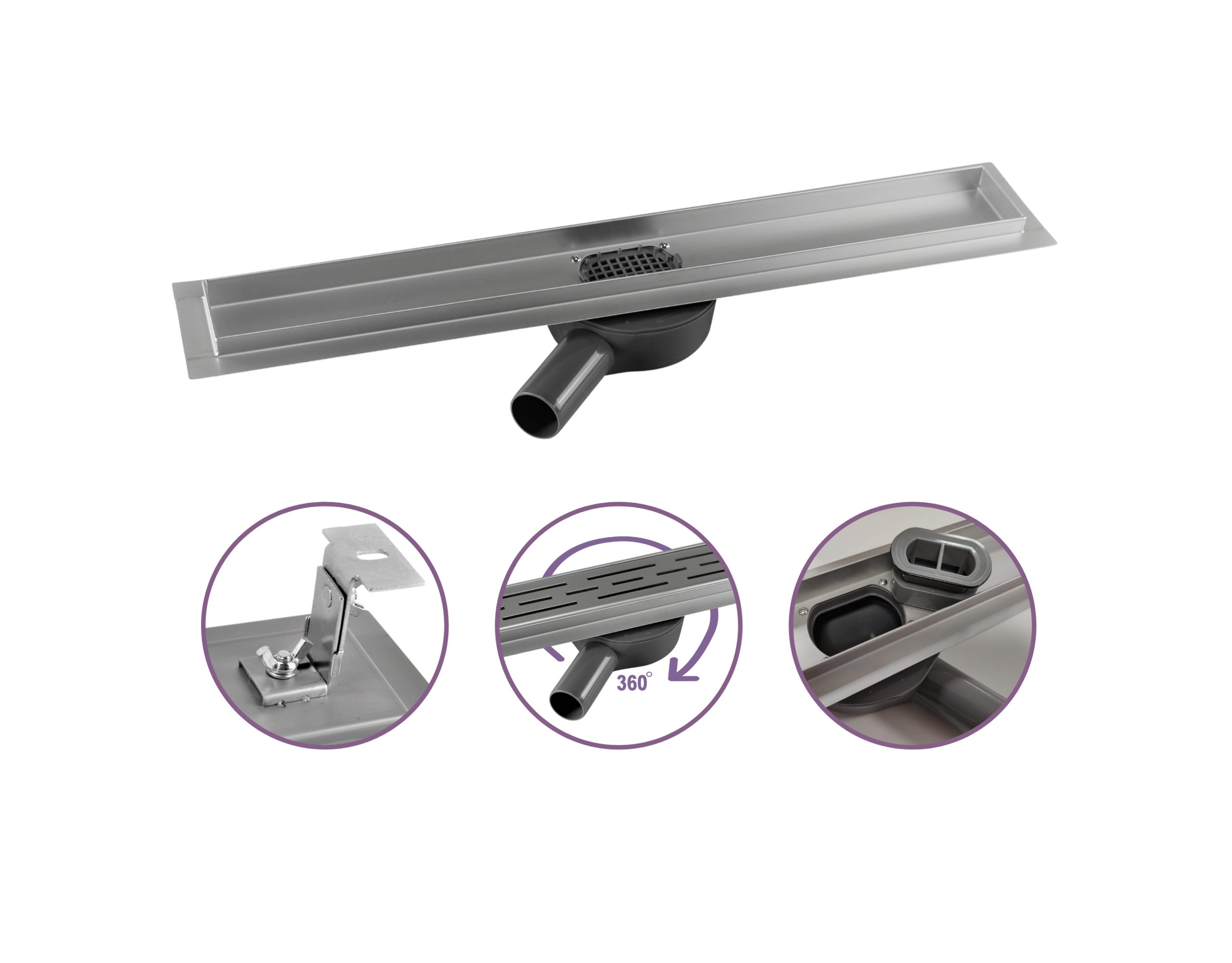 CityLine RVS douchegoot 80 cm met 360 graden draaibare uitloop