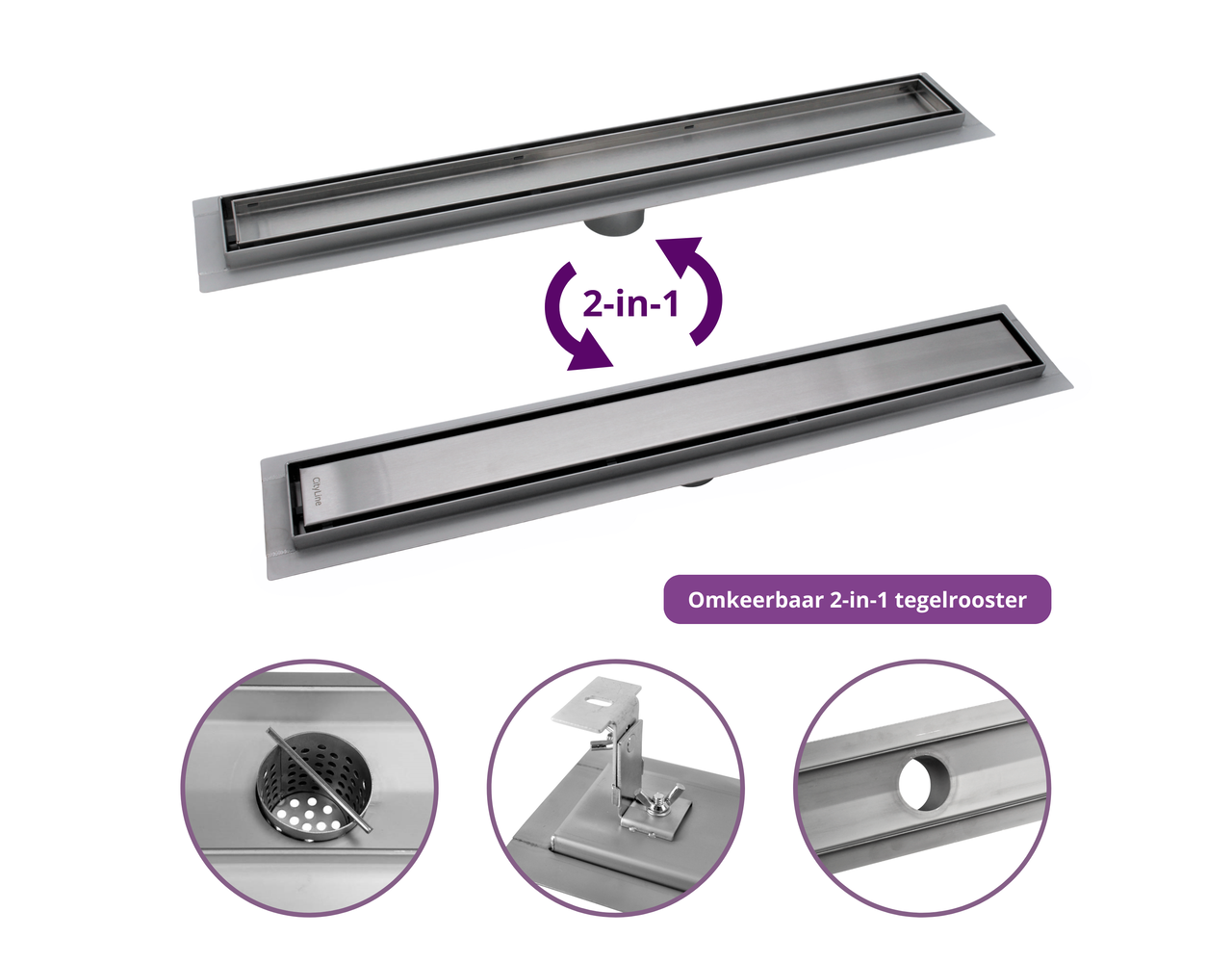 Douchegoot met onderuitloop 80 cm RVS & luxe uitstraling Drainhandel