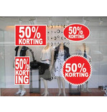 Set "50% korting" Sticker auf Niederländisch (4 Sticker)