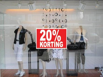 Rechteckige "20% korting" Sticker auf Niederländisch