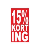 Rechteckige "15% korting" Sticker auf Niederländisch