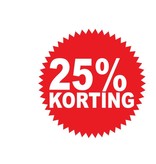 Runde "25% korting" Sticker auf Niederländisch