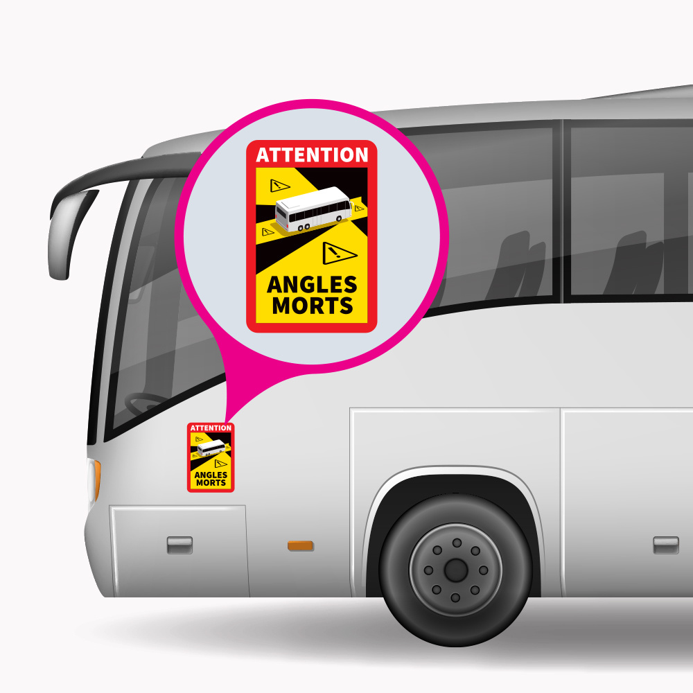 Blind spot - Autocollant Attention Angles Morts Bus (17 x 25 cm) (Prix = TVA incl.)