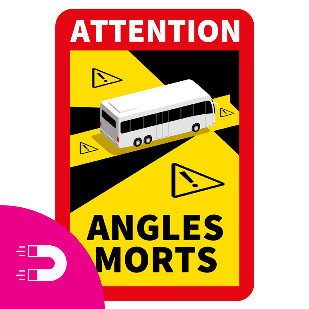 Plaque magnétique Angle mort - Attention Angles Morts Bus (17 x 25 cm) (Prix = TVA incl.)