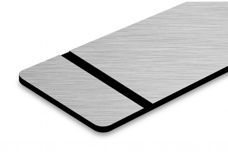 humor constante banda Placa de grabado capa superior de plata de aluminio cepillado, grabado láser  negro - Dr Pegatina