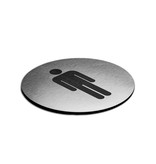 Toilet sign man round stainless steel look