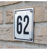 Hausnummernschild 1 bis 99 in Edelstahloptik mit schwarz oder weiß mit schwarz