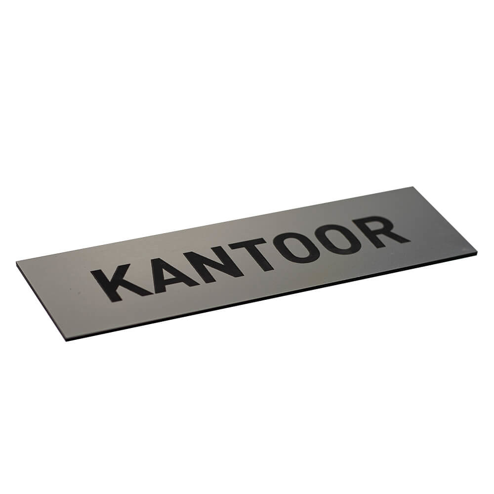 Rectangular sign OFFICE stainless steel look