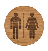 Toilettenschild Mann & Frau | Eichenholzfurnier | runden