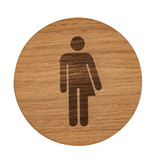WC bordje Genderneutraal | Eiken hout fineer | rond