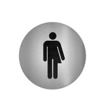 WC-Schild geschlechtsneutral rund Edelstahloptik