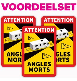 Dode hoek - Attention Angles Morts Camper Sticker- Voordeelset van 3 stuks