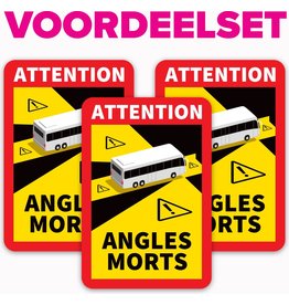 Dode hoek - Attention Angles Morts Bus Sticker Voordeelset van 3 stuks