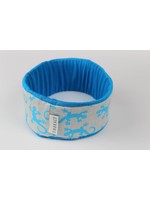 Headband "Salamandra" printed with blue geckos