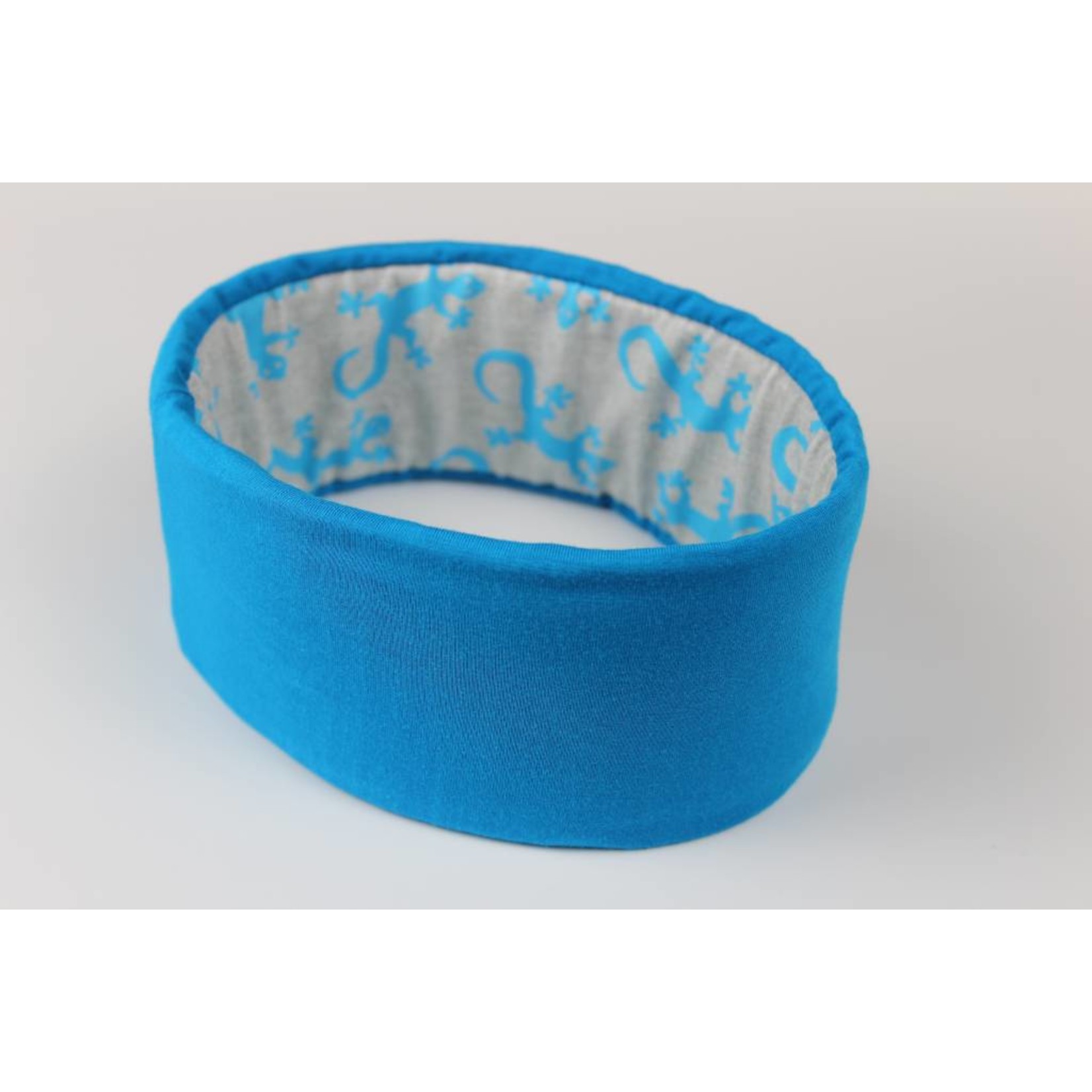 Cerchietto "Salamandra" stampato con gechi blu
