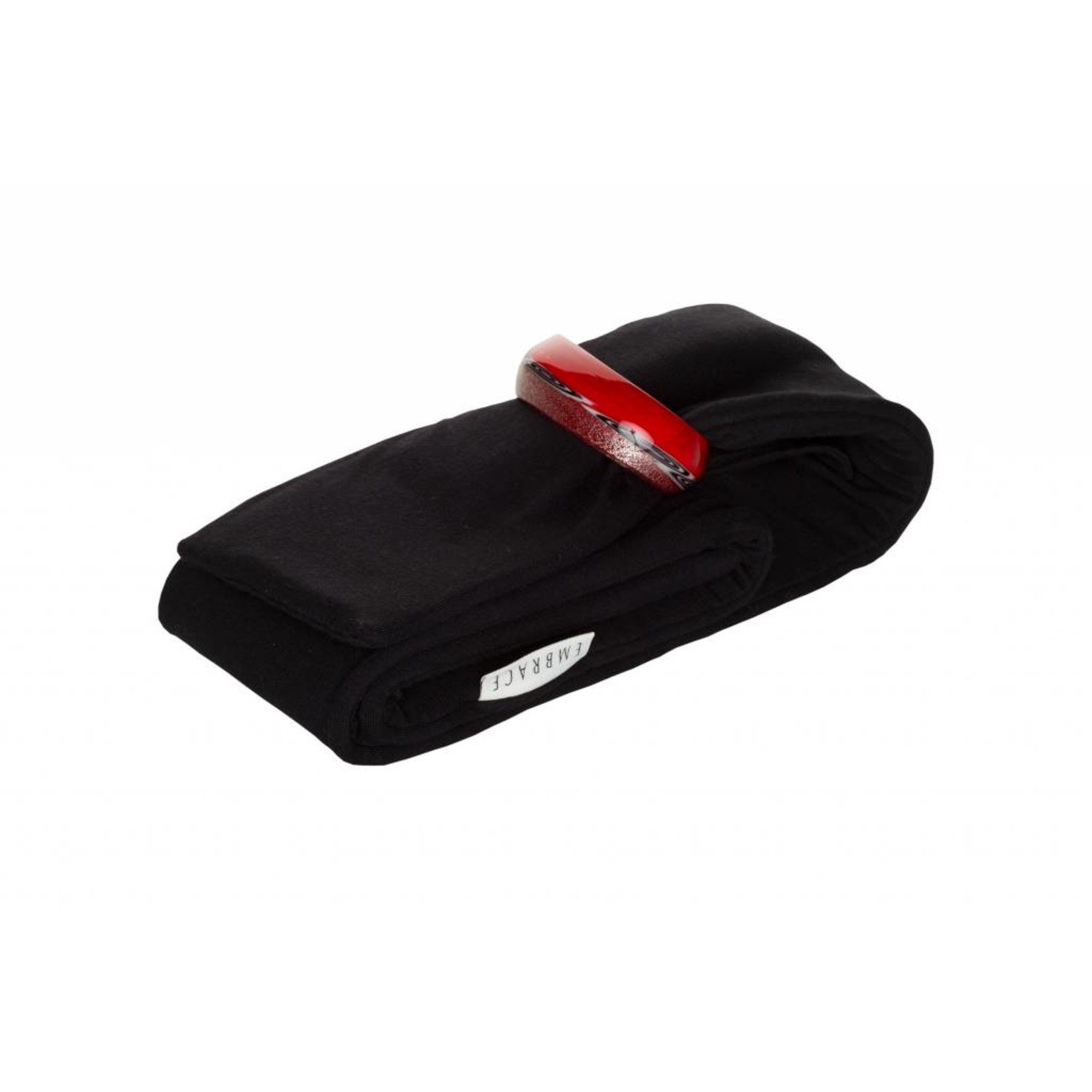 Sciarpa gioiello nera con grande anello in vetro di Murano rosso