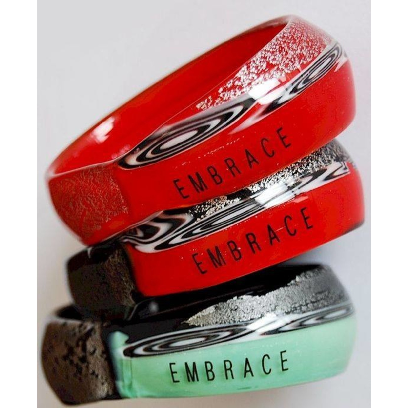 Murano glass bangle smaragdgreen/black