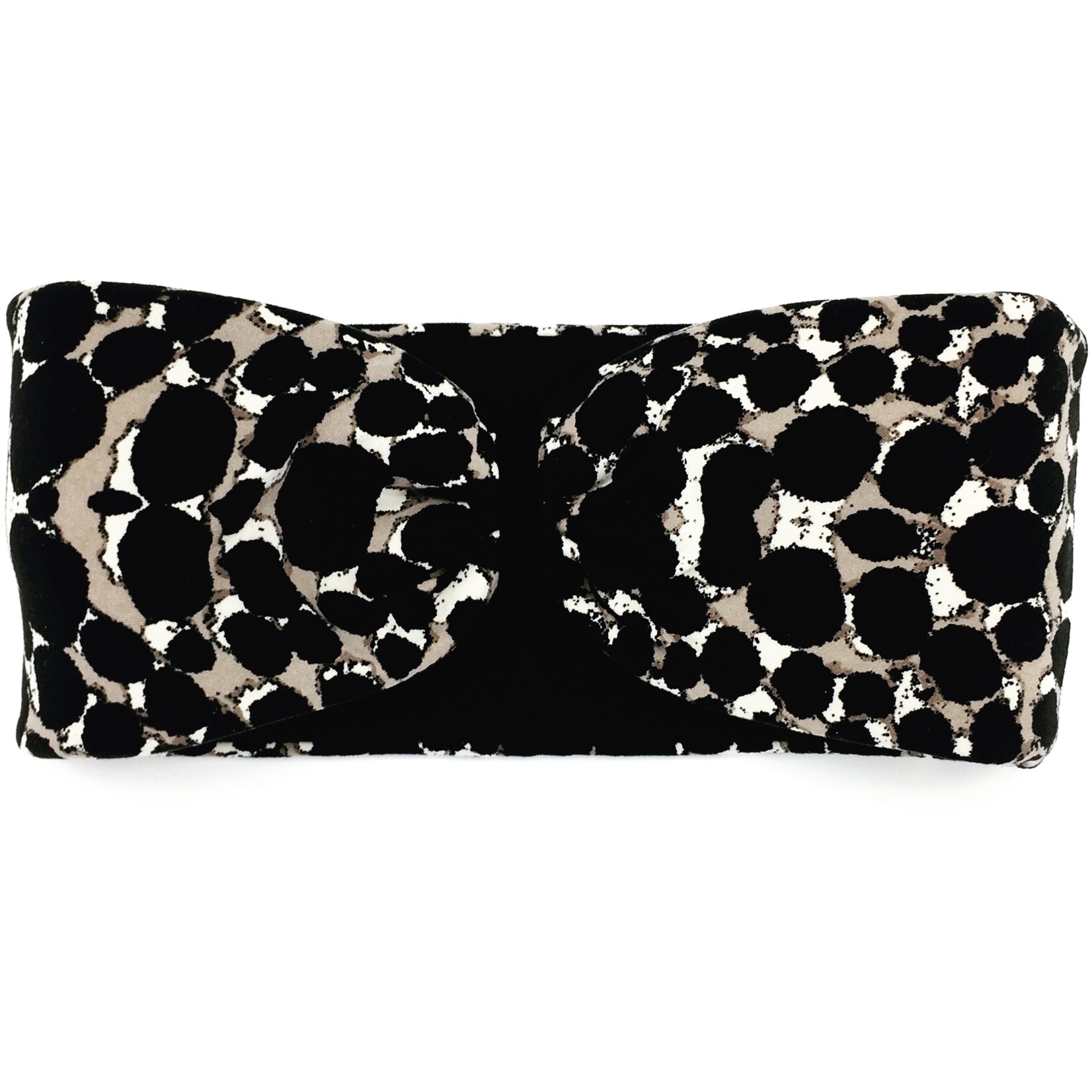 "Beige dot black" headband in loop-look with black velvet ribbon