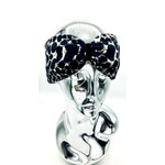 "Beige dot crema" headband with loop-look and black velvet ribbon