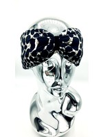 "Beige dot crema" headband with loop-look and black velvet ribbon