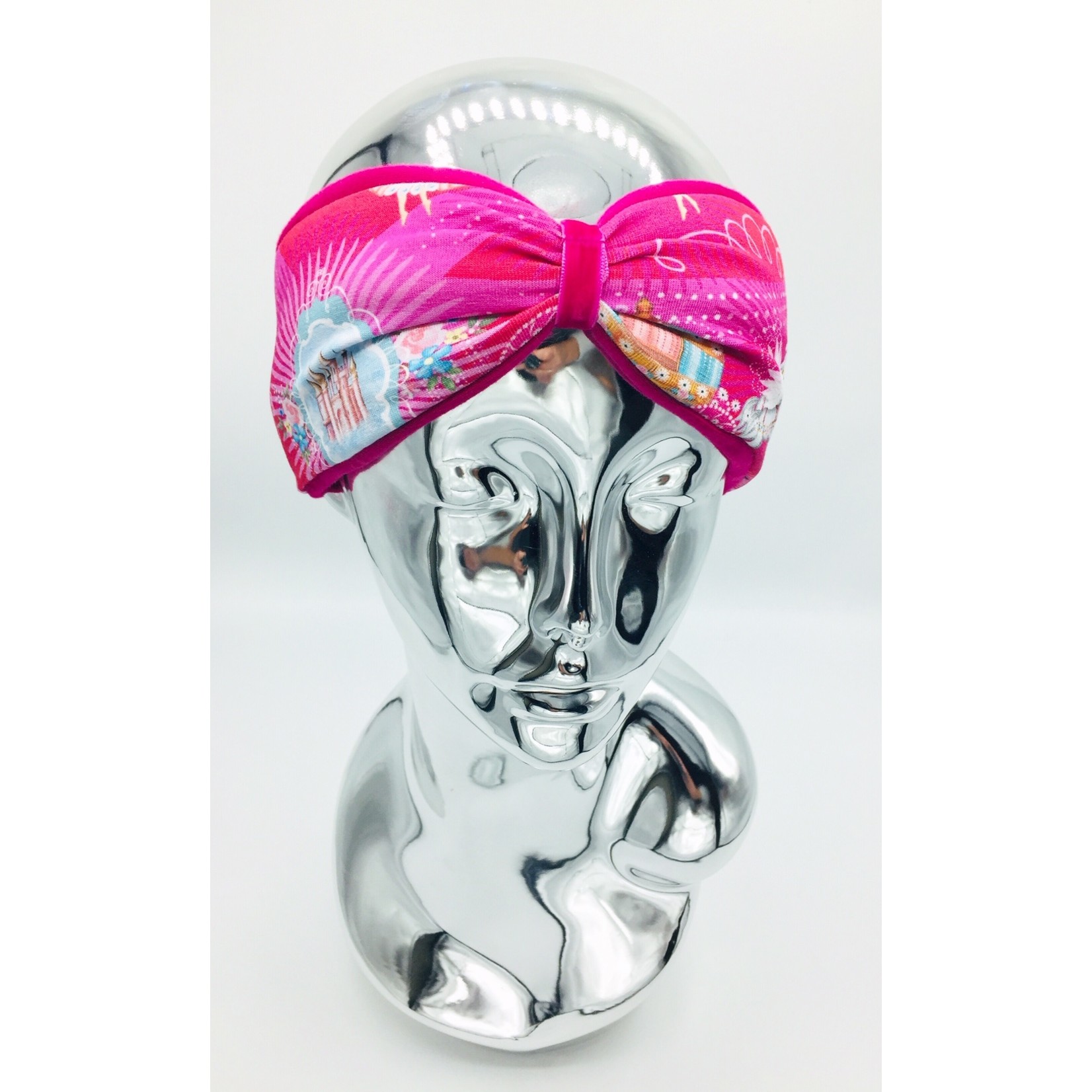 "Fantasy" headband in loop-look with pink velvet ribbon