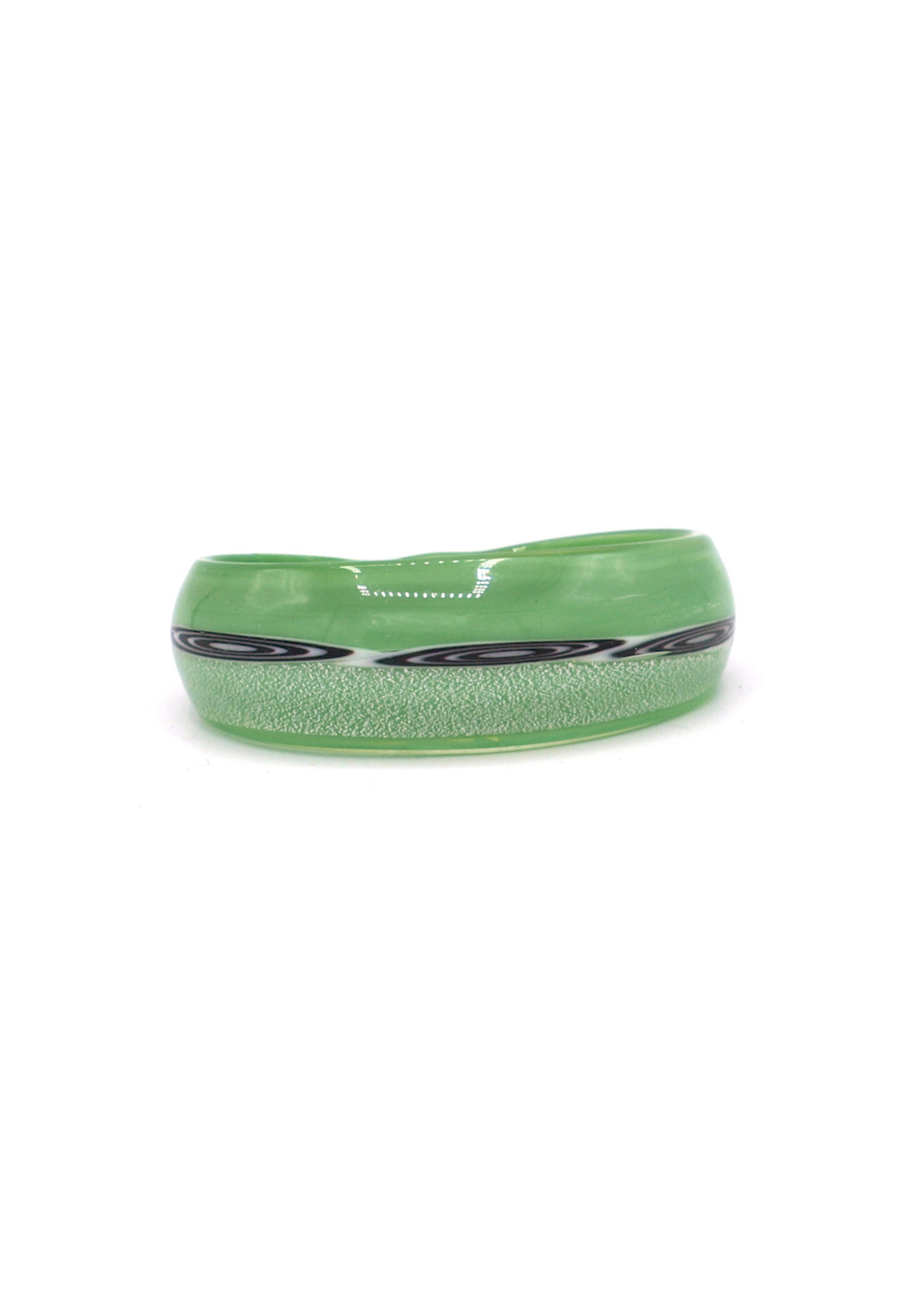 Murano glass bangle smaragdgreen/black