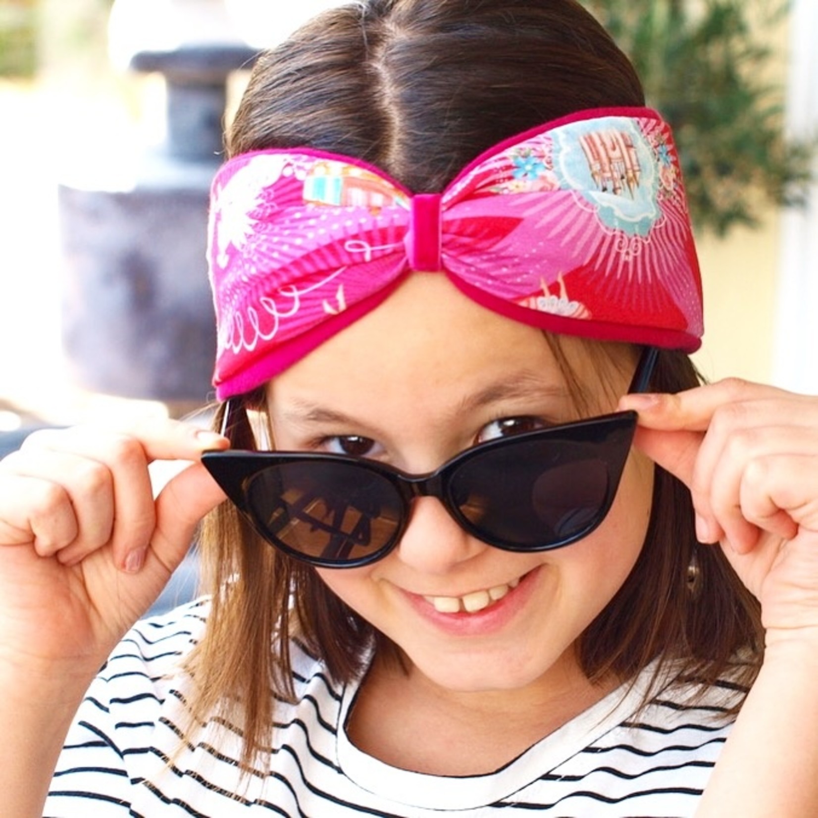 "Fantasy" headband in loop-look with pink velvet ribbon