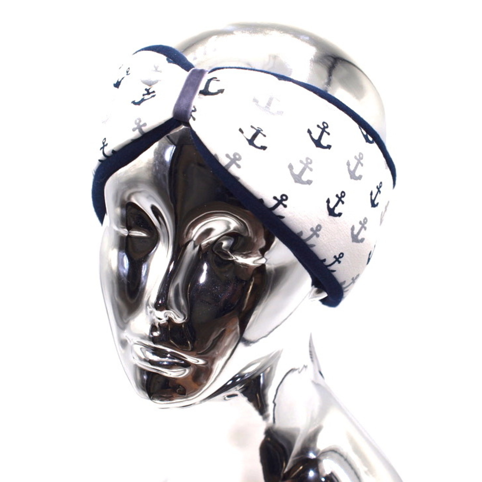 headband "maritim" in loop-look with light grey velvet ribbon