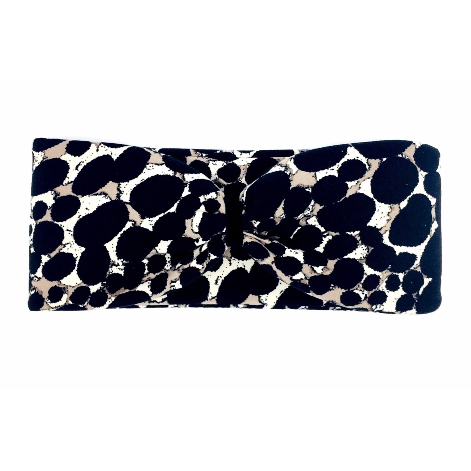 "Beige dot" headband with loop-look and black velvet ribbon