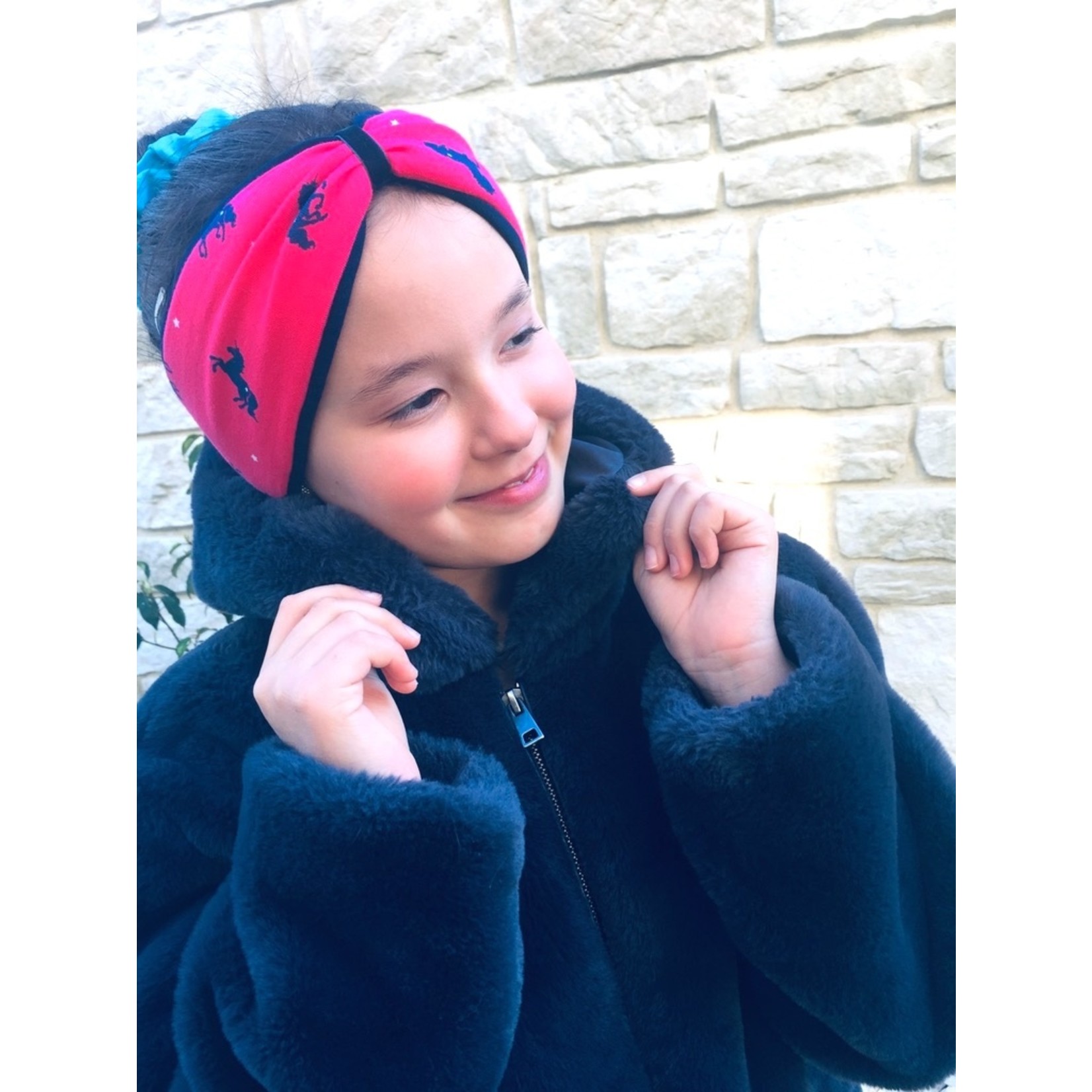 Kopfband "unicorn"  in Schleifen Optik mit königsblauem Samtband