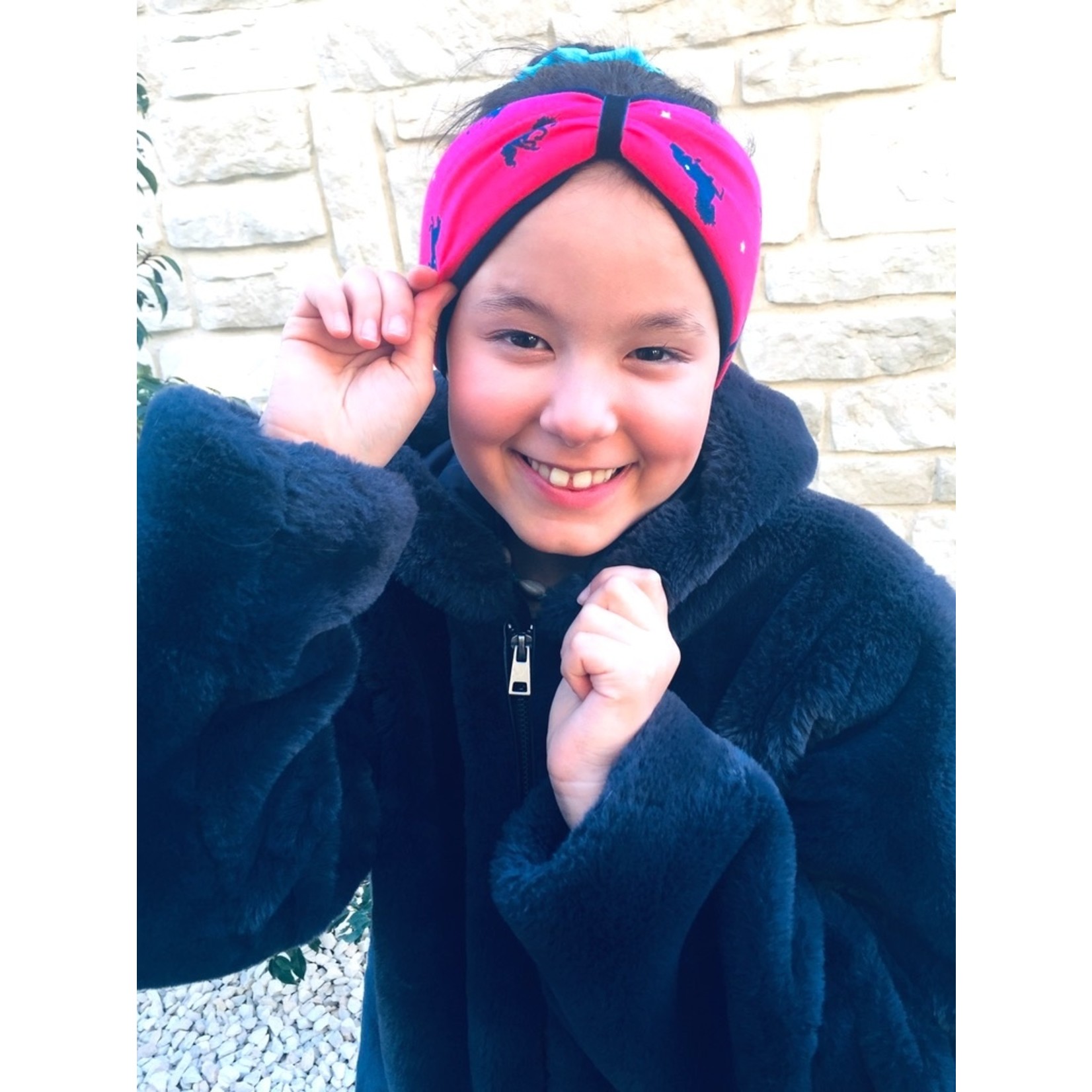 Kopfband "unicorn"  in Schleifen Optik mit königsblauem Samtband