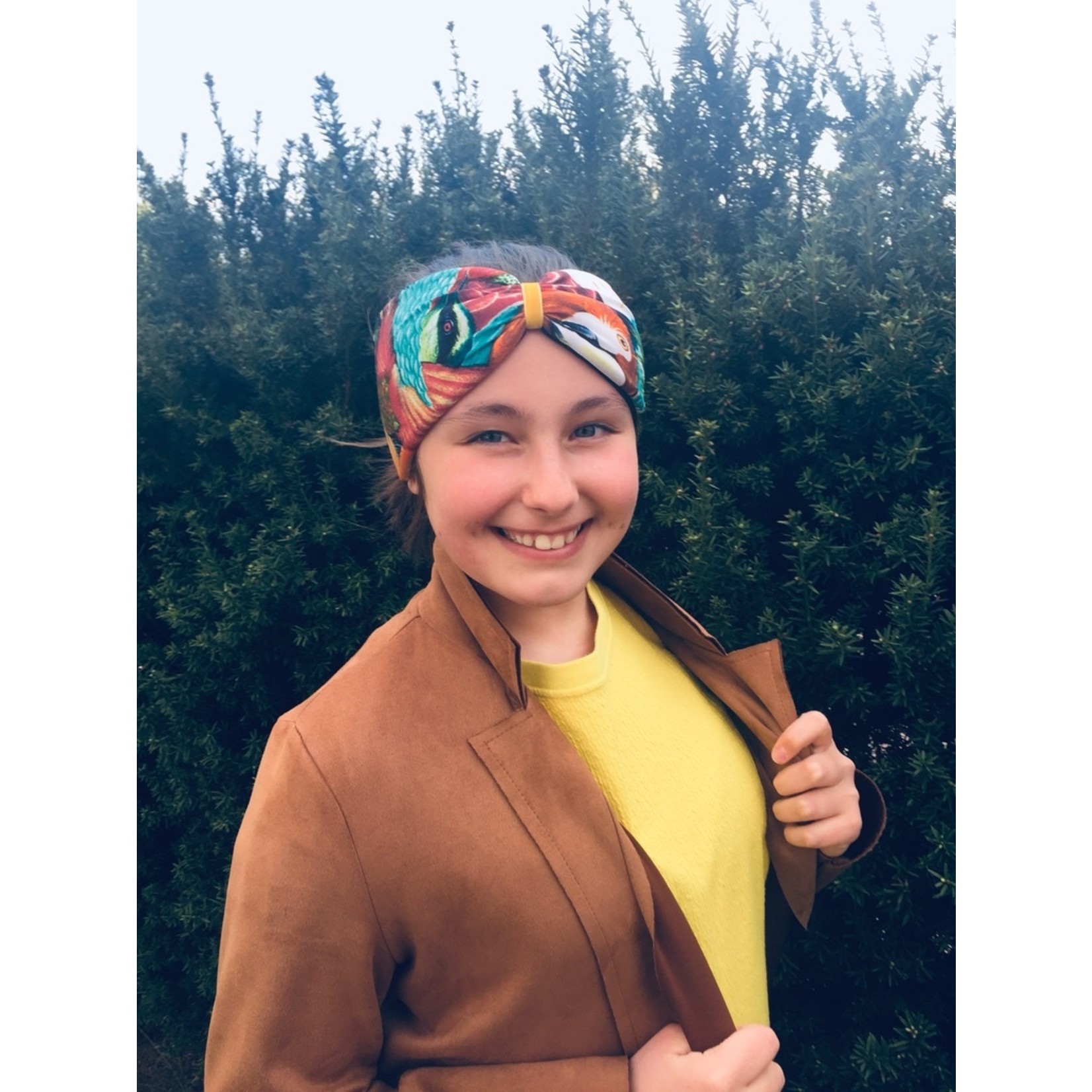 Kopfband "Exotic" in Schleifen Optik mit gelbem Samtband