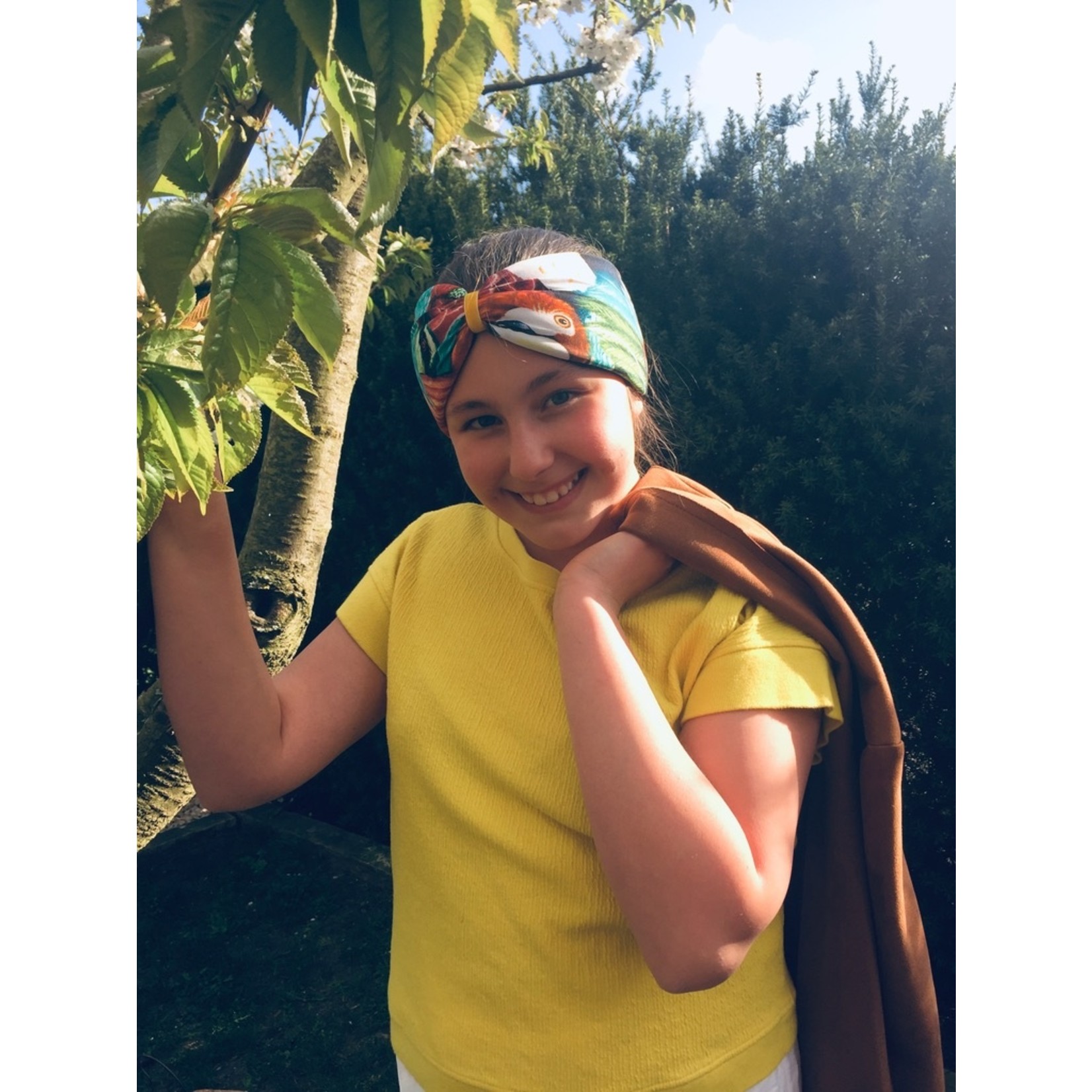 Kopfband "Exotic" in Schleifen Optik mit gelbem Samtband