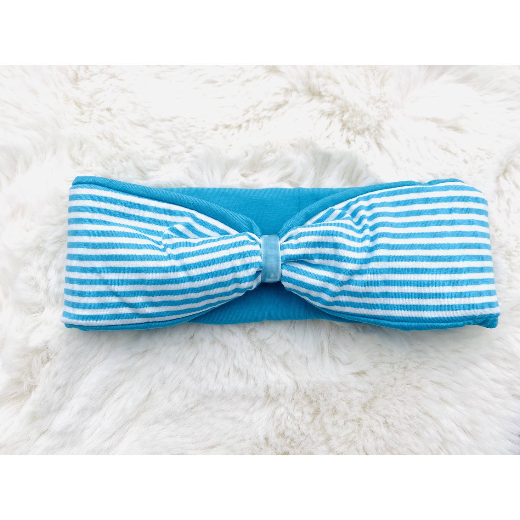 Kopfband "classic stripes" in Schleifen Optik mit blauem Samtband