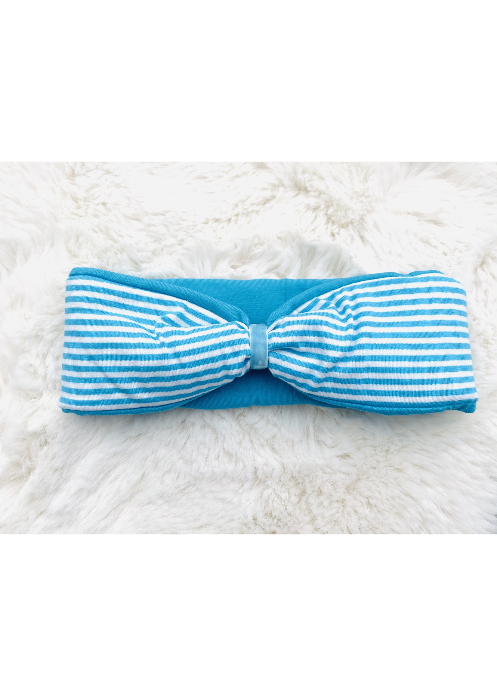 headband "classic stripes" in  loop-look with blue coloured velvet ribbon